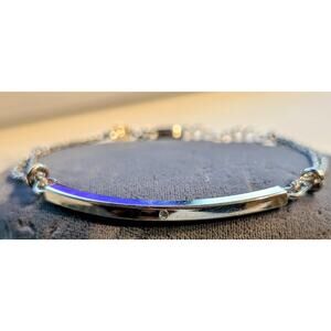 VTG Dyadema 925 Italy Sterling Silver Crystal Bar Chain Bracelet 7"-8" Long